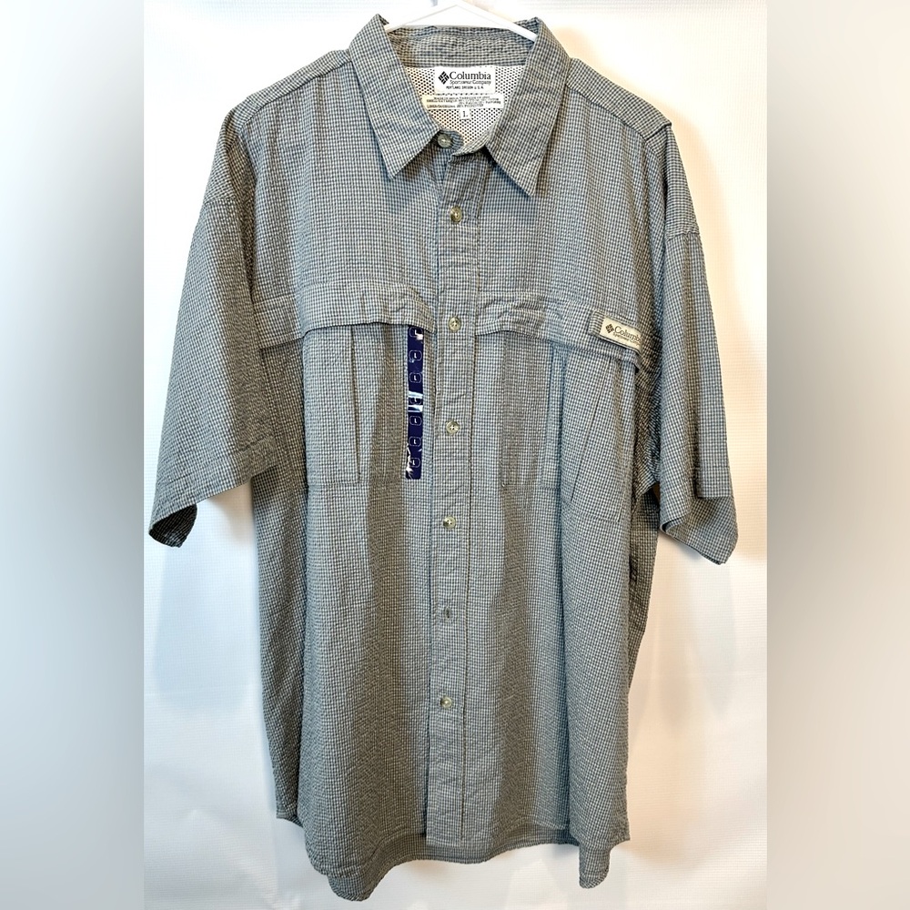 Columbia Button Shirt Men Short Sleeve Checker Size Large